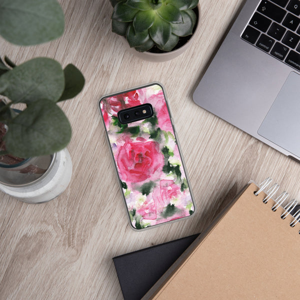 Pink Rose Floral Print Samsung Case, Flower BPA Free Phone Case-Printed in USA/EU-Heidi Kimura Art LLC-Heidi Kimura Art LLC