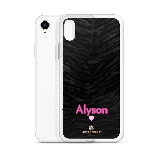 Personalized Tiger Stripe iPhone Case, Black Animal Print Phone Case-Heidi Kimura Art LLC-Heidi Kimura Art LLC