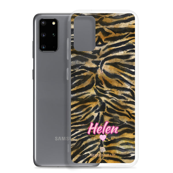 Custom Name Tiger Stripe Samsung Case, Animal Print Phone Case-Heidi Kimura Art LLC-Heidi Kimura Art LLC