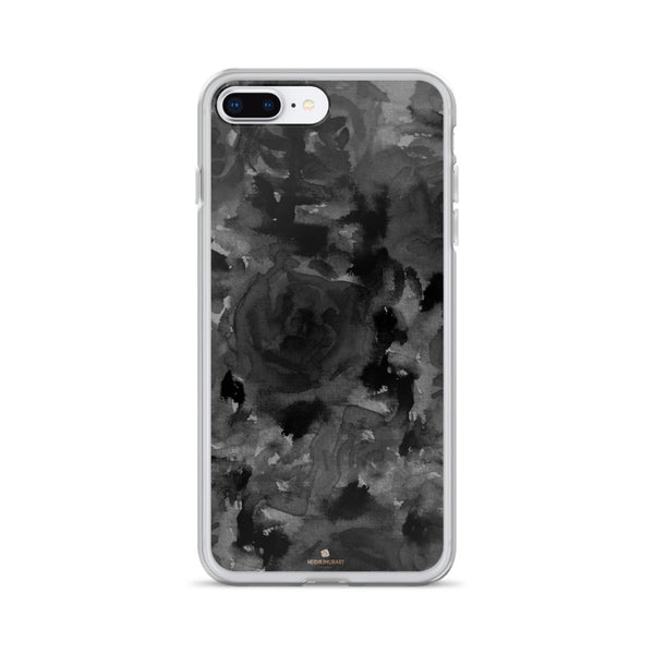 Gray Floral Print iPhone Case, Abstract Rose Floral Print iPhone Cellphone Phone Case-Phone Case-iPhone 7 Plus/8 Plus-Heidi Kimura Art LLC
