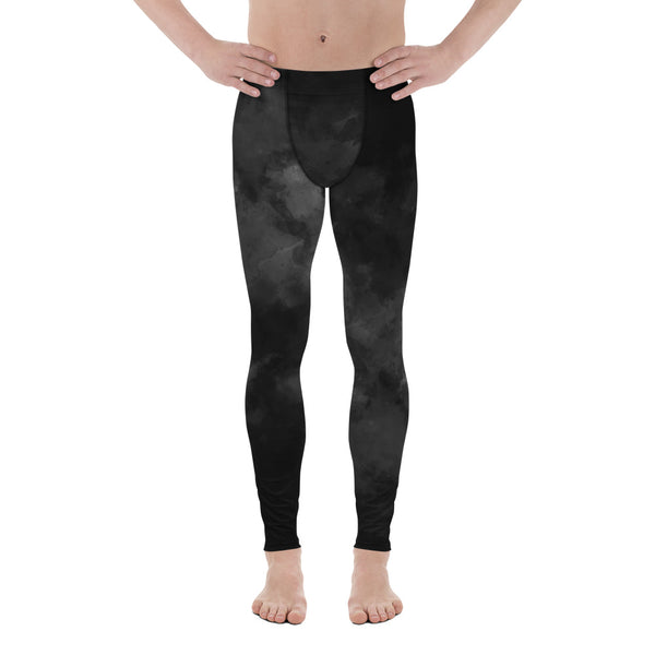 Abstract Black Print Men's Leggings, Tights Elastic Fitted Pants Meggings - Made in USA-Men's Leggings-XS-Heidi Kimura Art LLC