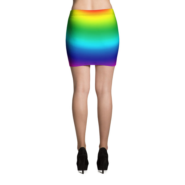 Radial Rainbow Ombre Women's Best Gay Pride Festival Mini Skirt- Made in USA/EU-Mini Skirt-Heidi Kimura Art LLC