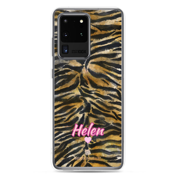 Custom Name Tiger Stripe Samsung Case, Animal Print Phone Case-Heidi Kimura Art LLC-Samsung Galaxy S20 Ultra-Heidi Kimura Art LLC