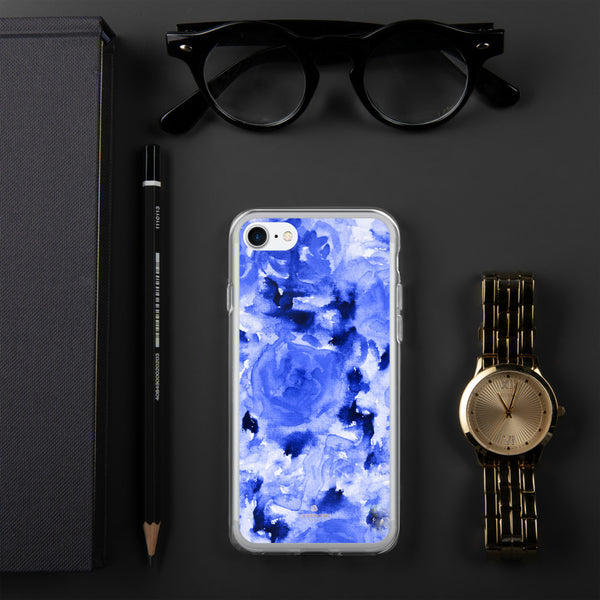 Blue Floral Print iPhone Case, Rose Flower Phone Case-Printed in USA/EU-Heidi Kimura Art LLC-iPhone SE-Heidi Kimura Art LLC