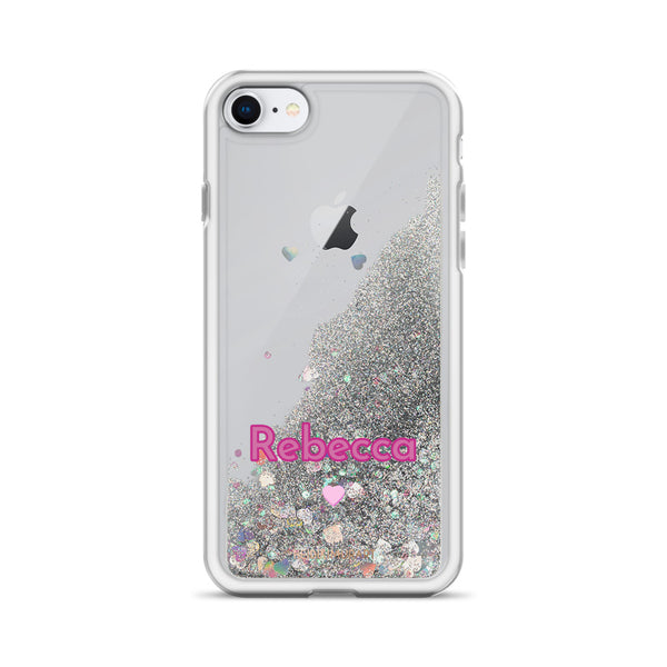 Custom Name Sparkle iPhone Case, Liquid Glitter Phone Case-Heidi Kimura Art LLC-Silver-iPhone SE-Heidi Kimura Art LLC