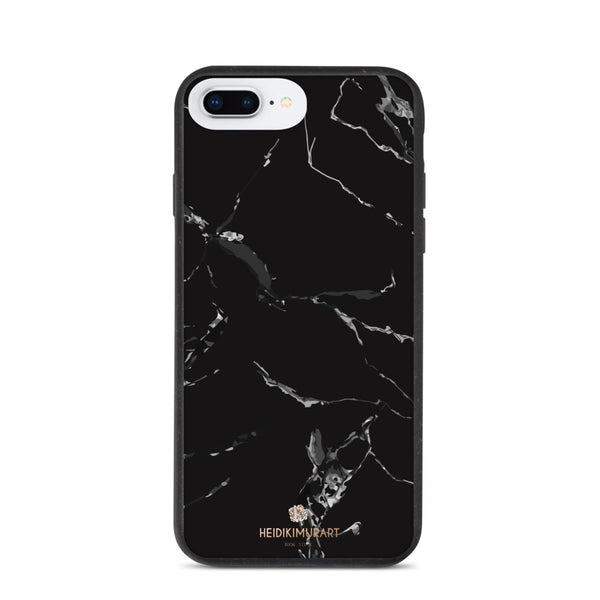 Black Eco-Friendly Phone Case, Marble Print Biodegradable iPhone Case-Heidi Kimura Art LLC-iPhone 7 Plus/8 Plus-Heidi Kimura Art LLC