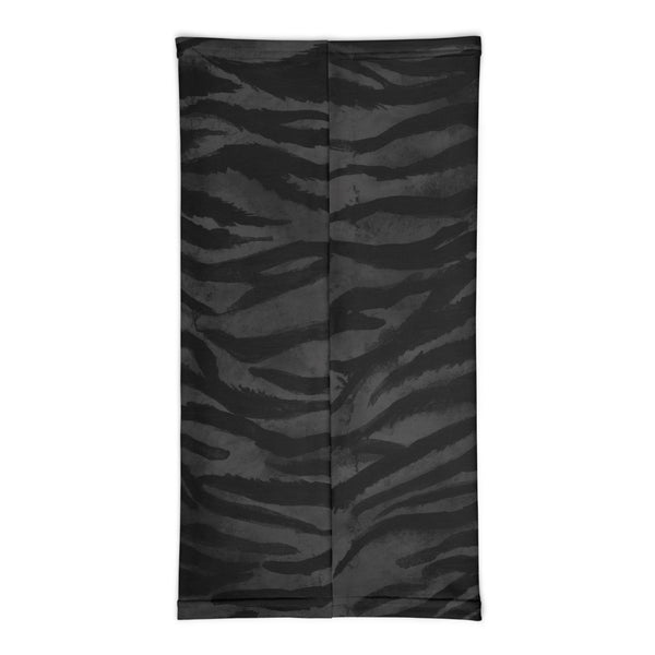 Black Tiger Striped Face Mask Shield, Animal Print Luxury Premium Quality Cool And Cute One-Size Reusable Washable Scarf Headband Bandana - Made in USA/EU, Face Neck Warmers, Non-Medical Breathable Face Covers, Neck Gaiters  