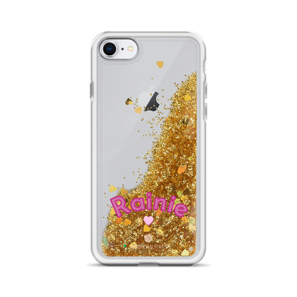 Custom Name Glitter iPhone Case, Liquid Glitter Phone Case-Heidi Kimura Art LLC-Gold-iPhone SE-Heidi Kimura Art LLC