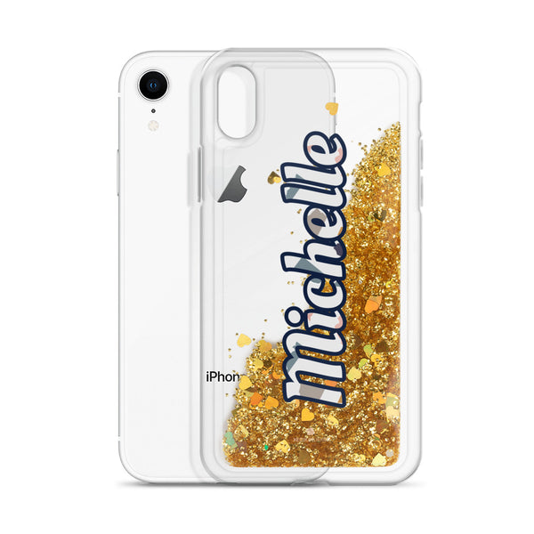 Personalized Liquid Glitter Phone Case, Custom Name Designer iPhone Case-Heidi Kimura Art LLC-Gold-iPhone XR-Heidi Kimura Art LLC