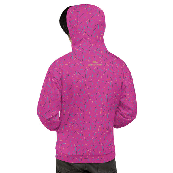 Hot Pink Birthday Sprinkle Print Men's Unisex Hoodie Sweatshirt Pullover- Made in EU-Men's Hoodie-Heidi Kimura Art LLC