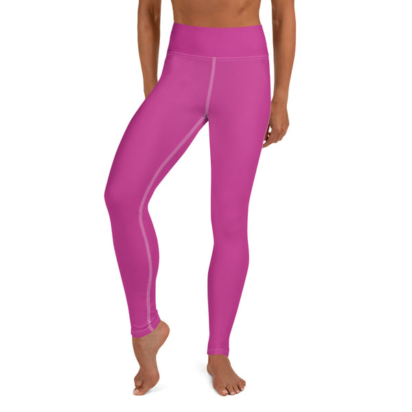 Sakura Pink Solid Color Print Premium Women's Yoga Leggings Pants- Made in USA/ EU-Leggings-XS-Heidi Kimura Art LLC Pink Women's Yoga Pants, Women's Hot Pink Bright Solid Color Yoga Gym Workout Tights, Long Yoga Pants Leggings Pants, Plus Size, Soft Tights - Made in USA/EU, Women's Hot Pink Solid Color Active Wear Fitted Leggings Sports Long Yoga & Barre Pants (US Size: XS-XL)