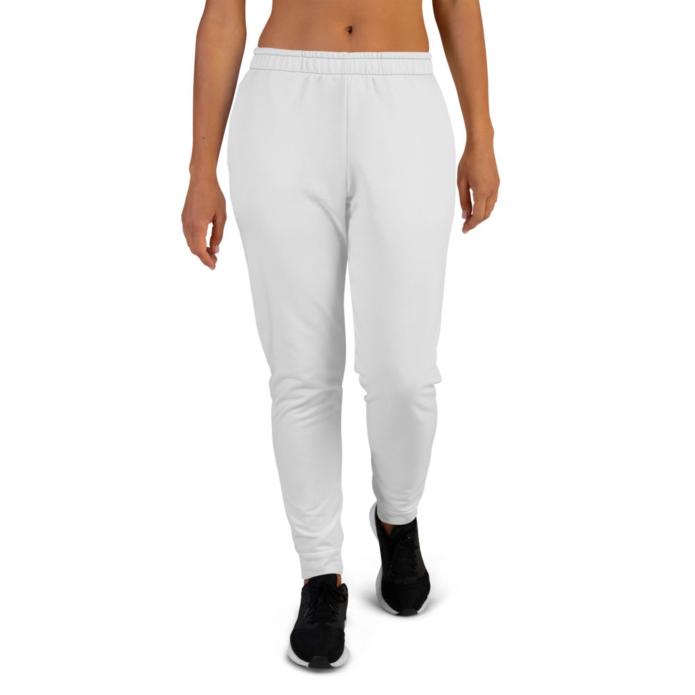 Light Gray Solid Print Designer Women's Joggers Casual Athletic Sweatpants- Made in EU-Women's Joggers-XS-Heidi Kimura Art LLC