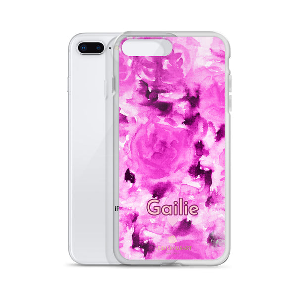 Pink Floral Custom Name iPhone Case, Rose Personalized Phone Case-Heidi Kimura Art LLC-Heidi Kimura Art LLC