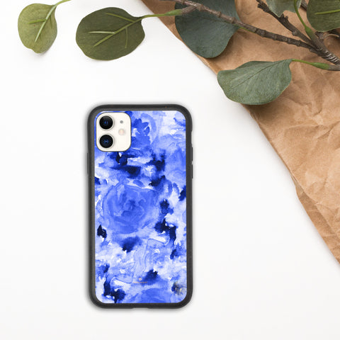Blue Floral Biodegradable Phone Case, Best Environmentally, Recycled Eco-Friendly Abstract Rose Flower Print iPhone Case-Printed in EU, Eco-Friendly Phone Cases, Biodegradable Phone Cases for Vegan Lovers, Phone Cases For iPhone 7 Plus/ 8 Plus, iPhone X/ iPhone 10, iPhone XS/ XR/ XS Max, iPhone 11, iPhone 11 Pro, iPhone 11 Pro Max