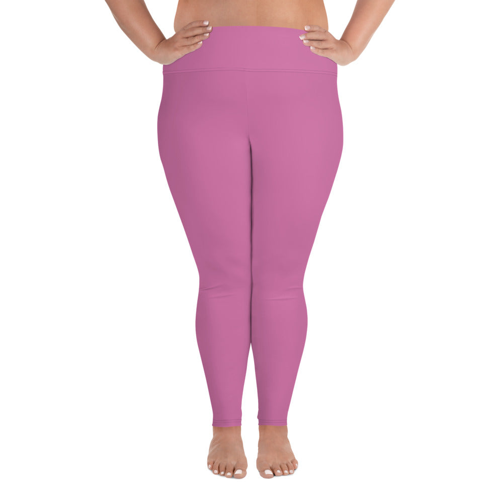Light Pink Women's Elastic Comfy Plus Size Leggings Yoga Pants - Made in USA-Women's Plus Size Leggings-2XL-Heidi Kimura Art LLC