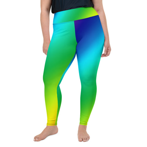 Rainbow Diagonal Ombre Print Women's Plus Size Leggings Yoga Pants- Made in USA/EU-Women's Plus Size Leggings-2XL-Heidi Kimura Art LLC