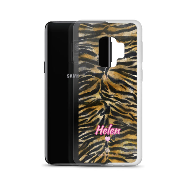 Custom Name Tiger Stripe Samsung Case, Animal Print Phone Case-Heidi Kimura Art LLC-Heidi Kimura Art LLC