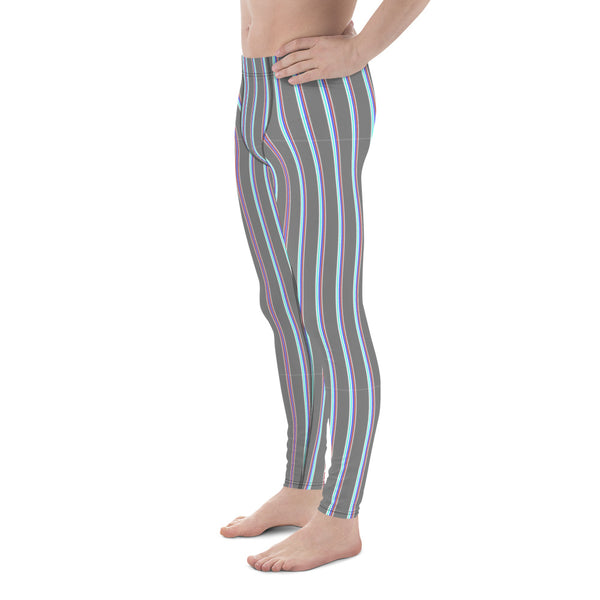 Grey Striped Men's Leggings-Heidikimurart Limited -Heidi Kimura Art LLCGrey Striped Men's Leggings, Vertical Stripes Modern Meggings Classic Designer Meggings Designer Men's Leggings Tights Pants - Made in USA/MX/EU (US Size: XS-3XL) Sexy Meggings Men's Workout Gym Tights Leggings, Compression Tights