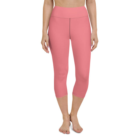 Yoga Capri Leggings-Heidi Kimura Art LLC-XS-Heidi Kimura Art LLC Light Pink Women's Capri Leggings, Solid Color Modern Minimalist Capri Leggings Yoga Pants - Made in USA/EU (US Size: XS-XL)
