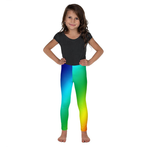 Rainbow Ombre Print Kid's Leggings Fitness Pants, Running Tights - Made in USA/EU-Kid's Leggings-2T-Heidi Kimura Art LLC