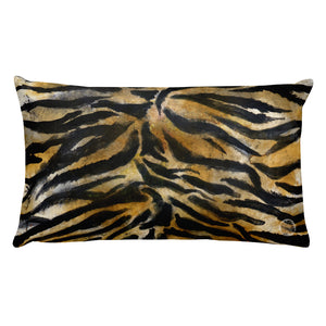 Tiger Stripe Print Pillow Case, Cute Animal Print 20"x12" Throw Pillow Case - Made in USA-Pillow-Heidi Kimura Art LLC