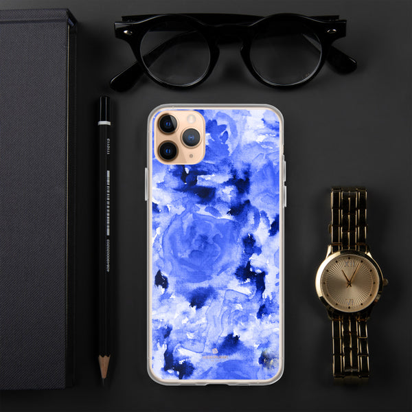 Blue Floral Print iPhone Case, Rose Flower Phone Case-Printed in USA/EU-Heidi Kimura Art LLC-iPhone 11 Pro Max-Heidi Kimura Art LLC