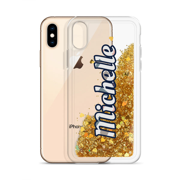 Personalized Liquid Glitter Phone Case, Custom Name Designer iPhone Case-Heidi Kimura Art LLC-Gold-iPhone X/XS-Heidi Kimura Art LLC