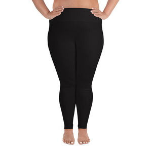 Solid Graphite Black Women's Plus Size High Rise Yoga Pants Leggings- Made in USA/EU-Women's Plus Size Leggings-2XL-Heidi Kimura Art LLC