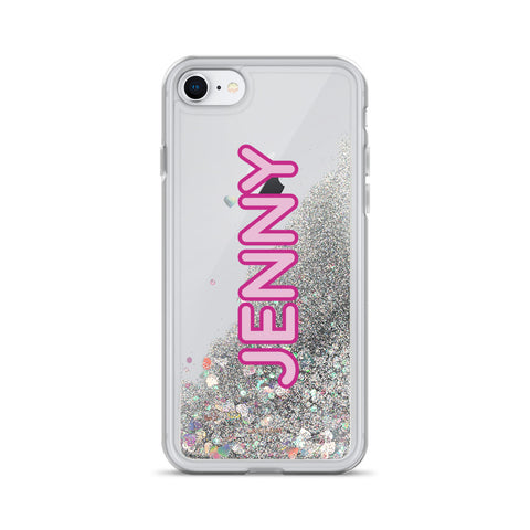 Custom Name Liquid Glitter Phone Case, Personalized Best iPhone Case-Heidi Kimura Art LLC-Silver-iPhone 7/8-Heidi Kimura Art LLC