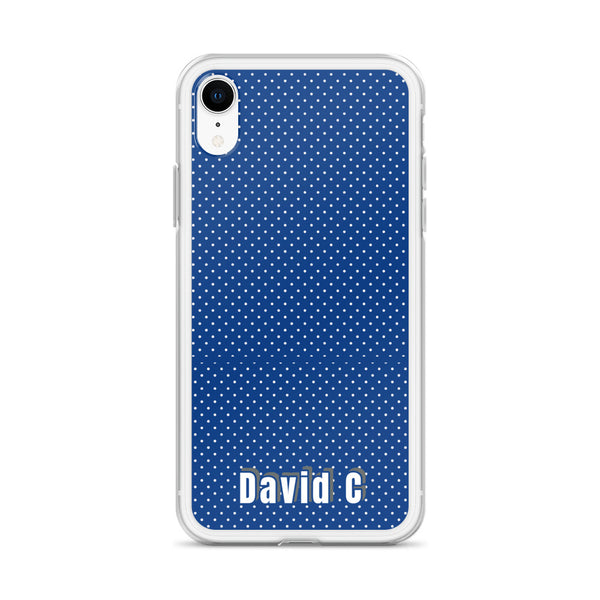 Blue Polka Dots Print Custom Names iPhone Case-Made in USA-Phone Case-Heidi Kimura Art LLC