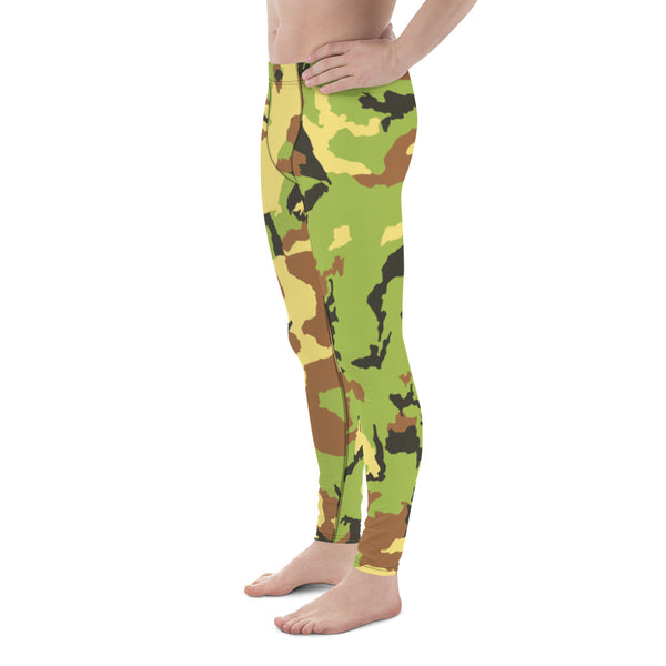 Green Camo Camouflage Military Army Abstract Print Sexy Meggings-Made in USA/ EU-Men's Leggings-Heidi Kimura Art LLC