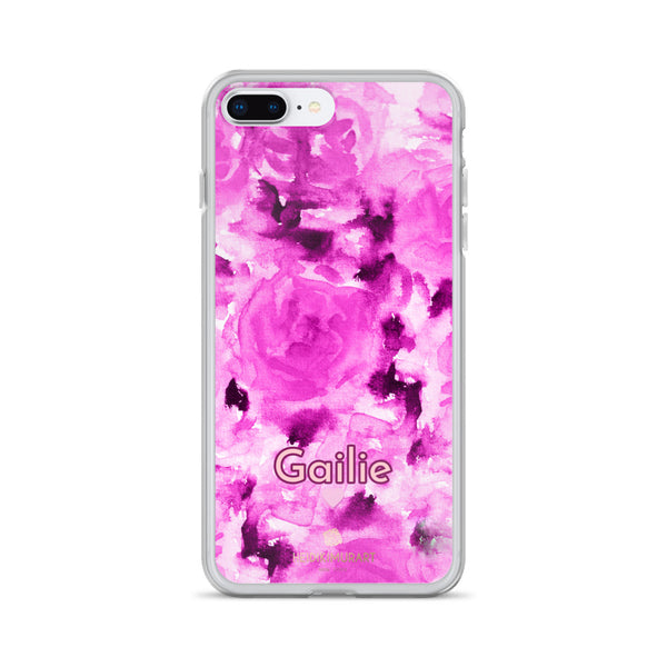 Pink Floral Custom Name iPhone Case, Rose Personalized Phone Case-Heidi Kimura Art LLC-iPhone 7 Plus/8 Plus-Heidi Kimura Art LLC