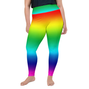 Rainbow Ombre Color Print Women's Plus Size Leggings Long Yoga Pants- Made in USA/EU-Women's Plus Size Leggings-2XL-Heidi Kimura Art LLC