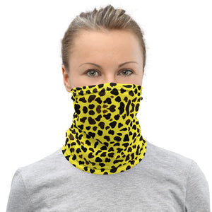 Yellow Leopard Print Face Mask, Animal Print Unisex Face Covering Neck Gaiter-Heidi Kimura Art LLC-Heidi Kimura Art LLC Yellow Leopard Cheetah Neck Gaiter, Animal Print Luxury Premium Quality Cool And Cute One-Size Reusable Washable Scarf Headband Bandana - Made in USA/EU, Face Neck Warmers, Non-Medical Breathable Face Covers, Neck Gaiters  