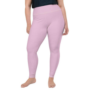 Light Ballet Pink Plus Size Leggings, Solid Color Print Women's Pastel  Tights- Made in USA/EU
