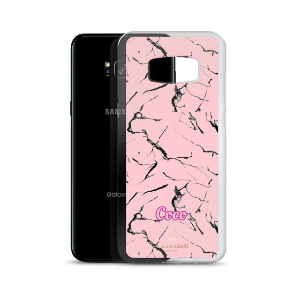 Pink Marble Personalized Samsung Case, Custom Name iPhone Case-Heidi Kimura Art LLC-Heidi Kimura Art LLC