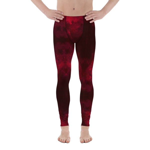 Red Abstract Men's Leggings, Gradient Meggings Compression Tights-Made in USA/EU-Heidi Kimura Art LLC-Heidi Kimura Art LLC Red Abstract Men's Leggings, Tie Dye Print Men's Leggings Tights Pants - Made in USA/EU (US Size: XS-3XL)Sexy Meggings Men's Workout Gym Tights Leggings