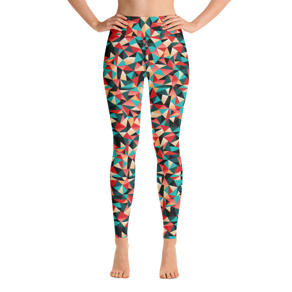 Geometric Red Women's Yoga Leggings, Patterned Colorful Ladies Yoga Pants-Heidikimurart Limited -Heidi Kimura Art LLC Geometric Red Women's Yoga Leggings, Patterned Colorful Ladies' Abstract Print Gym Active Fitted Leggings Sports Yoga Pants - Made in USA/EU/MX (US Size: XS-XL)