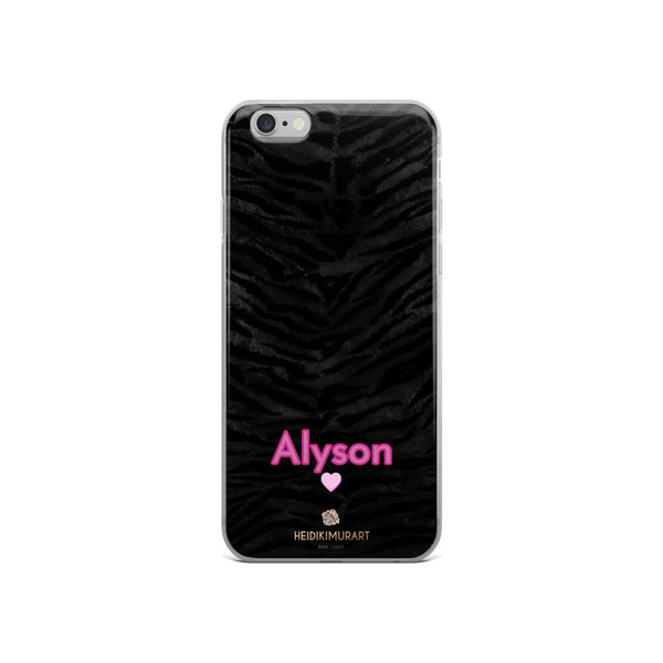 Personalized Tiger Stripe iPhone Case, Black Animal Print Phone Case-Heidi Kimura Art LLC-iPhone 6/6s-Heidi Kimura Art LLC