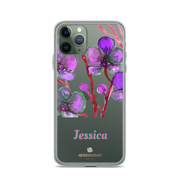 Orchid Custom Name iPhone Case, Personalized Floral Phone Case-Heidi Kimura Art LLC-iPhone 11 Pro-Heidi Kimura Art LLC