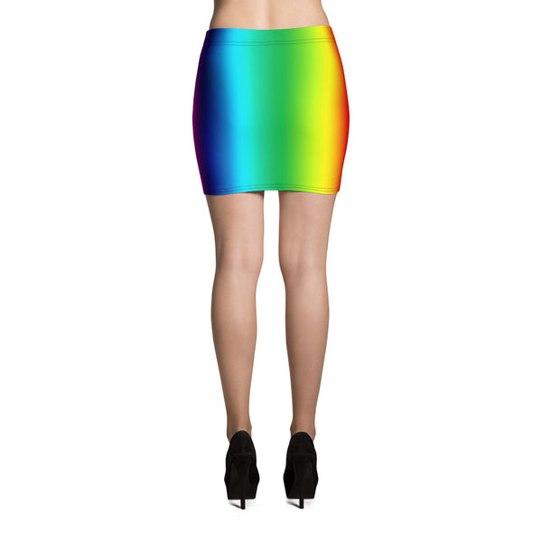 Colourful Bright Rainbow Vertical Ombre Print Women's Mini Skirt- Made in USA/EU-Mini Skirt-Heidi Kimura Art LLC