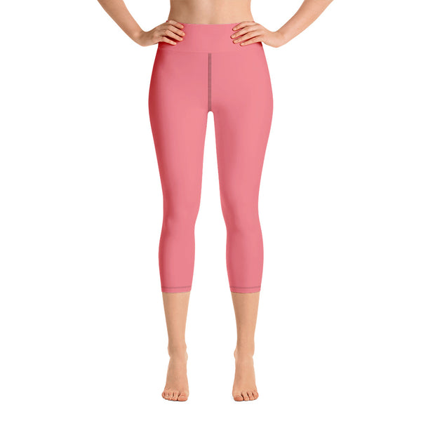Yoga Capri Leggings-Heidi Kimura Art LLC-Heidi Kimura Art LLC Light Pink Women's Capri Leggings, Solid Color Modern Minimalist Capri Leggings Yoga Pants - Made in USA/EU (US Size: XS-XL)
