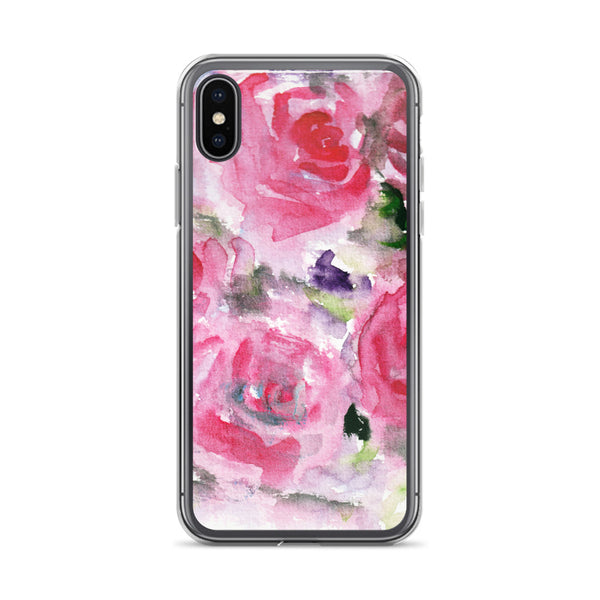 Hot Pink French Rose Floral Print iPhone X | XS | XR | XS Max | 8 | 8+ | 7| 7+ |6/6S | 6+/6S+ Case- Made in USA-Phone Cases-iPhone X-Heidi Kimura Art LLC