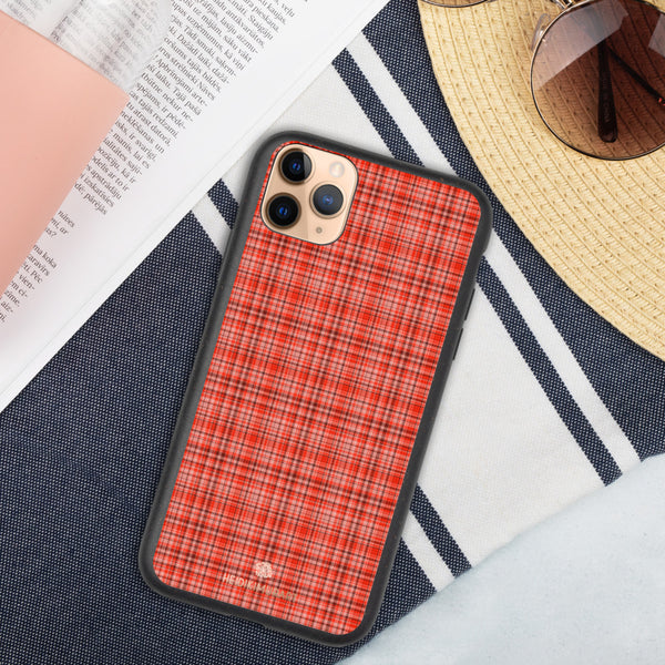 Red Plaid Print Eco-friendly iPhone Case, Biodegradable Phone Case-Printed in USA/EU-Heidi Kimura Art LLC-iPhone 11 Pro Max-Heidi Kimura Art LLC