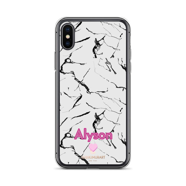 Custom Name Marble Print iPhone Case, Personalized Name Phone For Apple Phones-Heidi Kimura Art LLC-iPhone X/XS-Heidi Kimura Art LLC