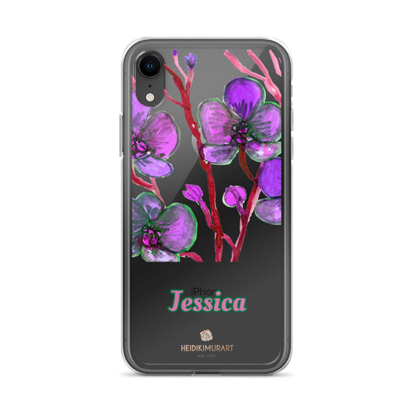 Orchid Custom Name iPhone Case, Personalized Floral Phone Case-Heidi Kimura Art LLC-iPhone XR-Heidi Kimura Art LLC