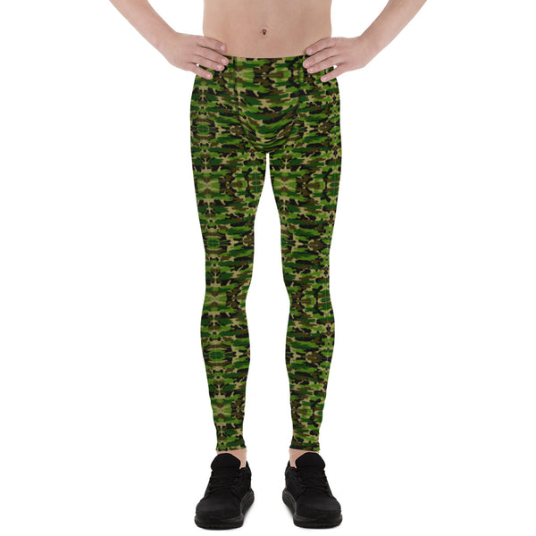 Green Camo Print Army Meggings, Green Camo Camouflage Military Army Abstract Print Sexy Meggings Men's Workout Gym Tights Leggings, Costume Rave Party Fashion Compression Tight Pants - Made in USA/ EU (US Size: XS-3XL)