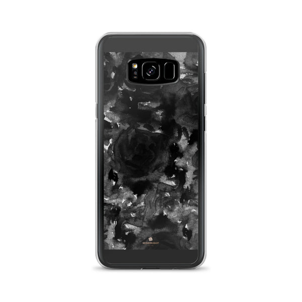 Black Floral Rose Samsung Case, Abstract Watercolor Phone Case-Heidi Kimura Art LLC-Samsung Galaxy S8+-Heidi Kimura Art LLC