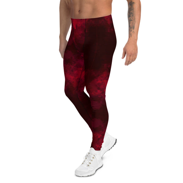 Red Abstract Men's Leggings, Gradient Meggings Compression Tights-Made in USA/EU-Heidi Kimura Art LLC-Heidi Kimura Art LLC Red Abstract Men's Leggings, Tie Dye Print Men's Leggings Tights Pants - Made in USA/EU (US Size: XS-3XL)Sexy Meggings Men's Workout Gym Tights Leggings