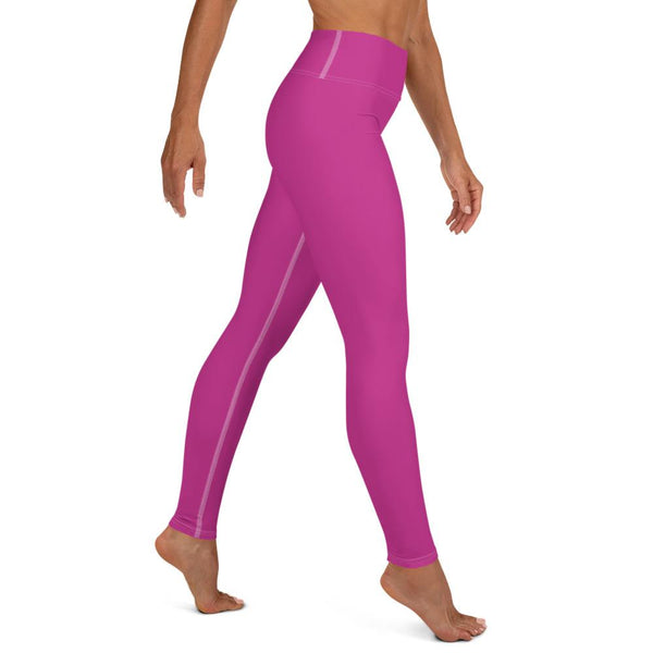 Sakura Pink Solid Color Print Premium Women's Yoga Leggings Pants- Made in USA/ EU-Leggings-Heidi Kimura Art LLC Pink Women's Yoga Pants, Women's Hot Pink Bright Solid Color Yoga Gym Workout Tights, Long Yoga Pants Leggings Pants, Plus Size, Soft Tights - Made in USA/EU, Women's Hot Pink Solid Color Active Wear Fitted Leggings Sports Long Yoga & Barre Pants (US Size: XS-XL)
